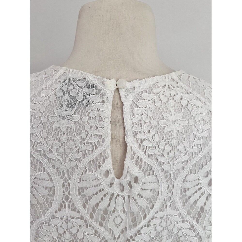 Worthington Soft Luxurious Cream Lace Bell Sleeve Blouse Top Women Sz M Boho - Picture 6 of 9